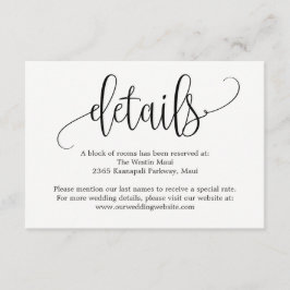 Liebliche Kalligrafie-Hochzeitssonderkarten Begleitkarte