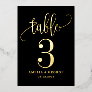 Liebliche Kalligraphie REAL FOIL Tischnummer Card