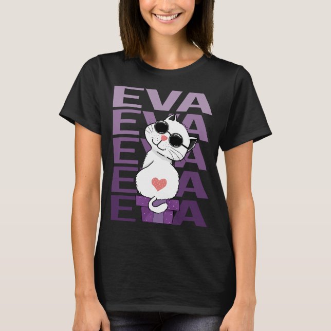Liebliche Katze - Eva Name T-Shirt (Vorderseite)