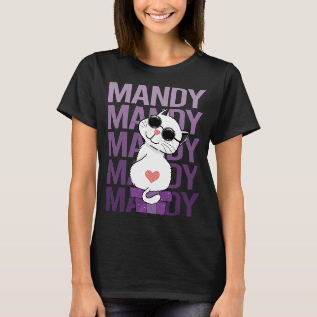 Liebliche Katze - Mandy Name T-Shirt (Vorderseite)