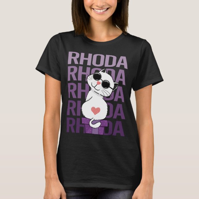 Liebliche Katze - Name Rhoda T-Shirt (Vorderseite)