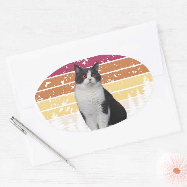 Liebliche Katze Ovaler Aufkleber (Umschlag)