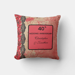 Liebliche Lacy Boutique 40. Hochzeitstag Kissen