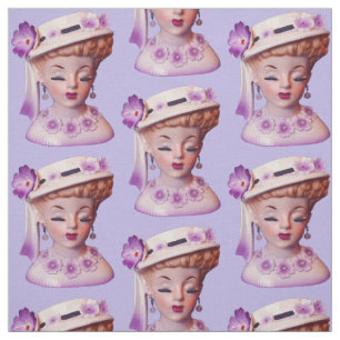 Liebliche Lady Head Vase Purple Flowers Puppe aus  Stoff