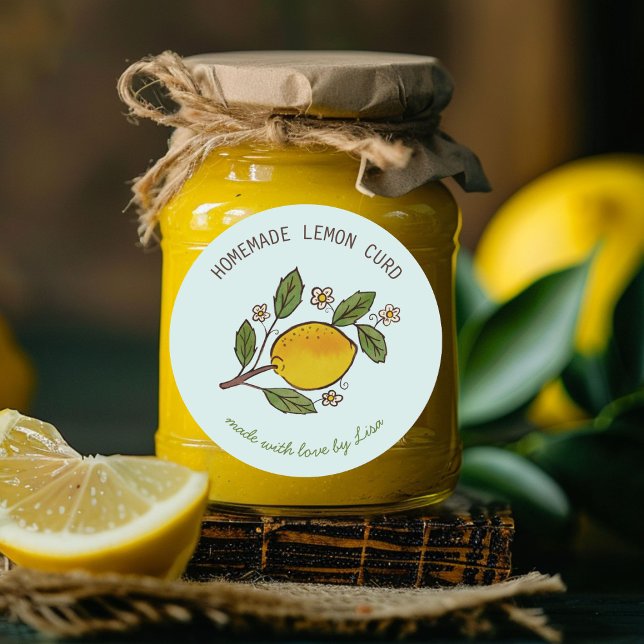 Liebliche Lemons hausgemachte Leckereien Rustikale Runder Aufkleber (Lovely Lemons Homemade Treats Rustic CUSTOM Classic Round Sticker
)