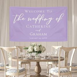 Liebliche Lilac-Hochzeit mit Lila weißer Typografi Banner