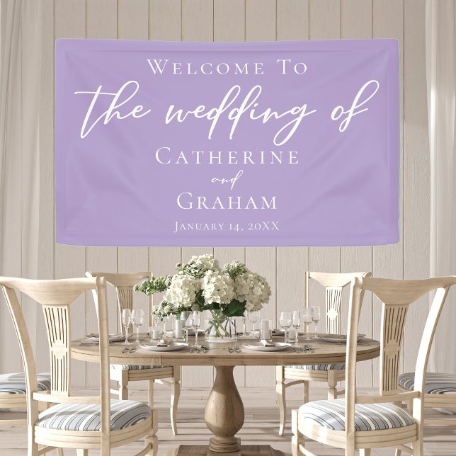 Liebliche Lilac-Hochzeit mit Lila weißer Typografi Banner (Von Creator hochgeladen)