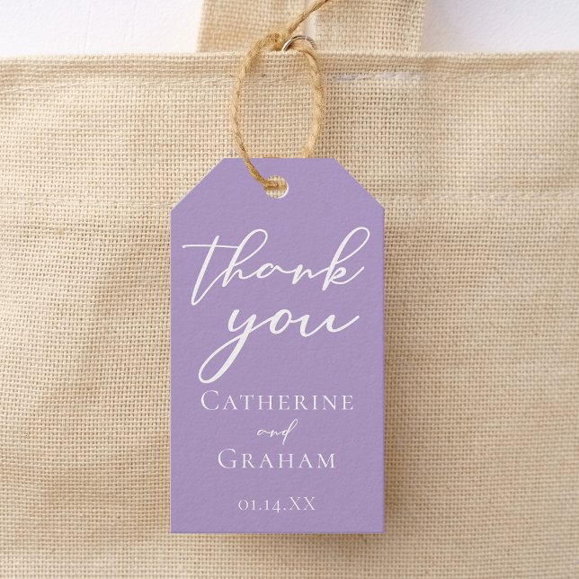 Liebliche Lilac-Hochzeit mit Lila weißer Typografi Geschenkanhänger (Von Creator hochgeladen)