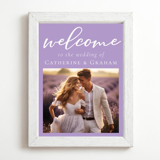 Liebliche Lilac Lila Paar Foto Hochzeit Willkommen Poster (Von Creator hochgeladen)
