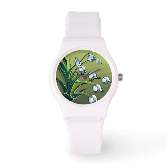 Liebliche Lily: zarter Tanz in springtime Serenity Armbanduhr (Vorderseite)