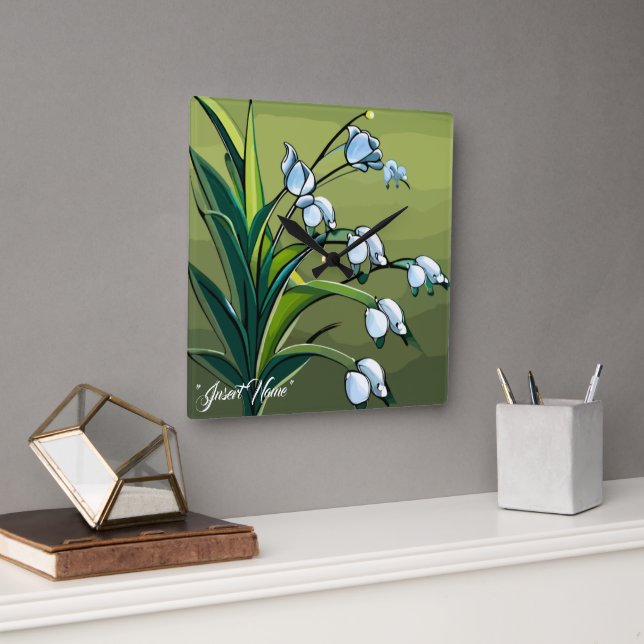 Liebliche Lily: zarter Tanz in springtime Serenity Quadratische Wanduhr (Büro)
