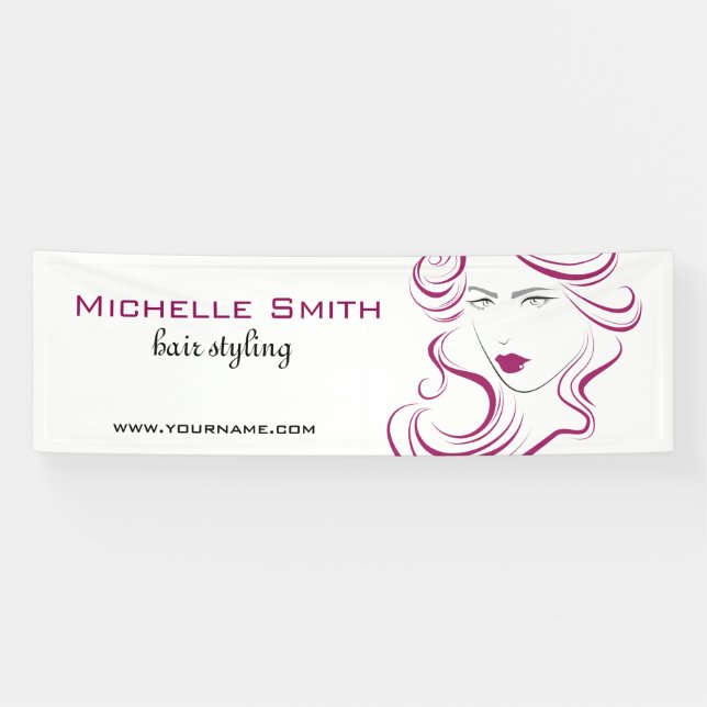 Liebliche Mädchen Ikone lila Haarstyling Branding Banner (Horizontal)