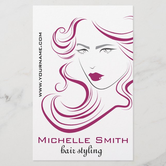 Liebliche Mädchen Ikone lila Haarstyling Branding Flyer (Vorne)