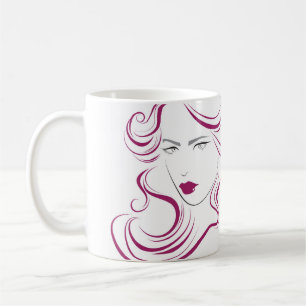 Liebliche Mädchen Ikone lila Haarstyling Branding Kaffeetasse