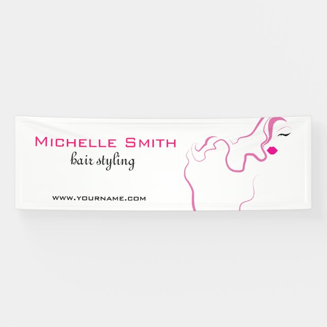Liebliche Mädchen Ikone rosa Haare Haarstyling Bra Banner (Horizontal)