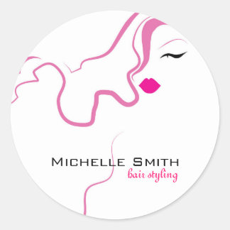 Liebliche Mädchen Ikone rosa Haare Haarstyling Bra Runder Aufkleber