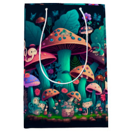 Liebliche niedliche Elfen spielen unter Pilzgesche Mittlere Geschenktüte