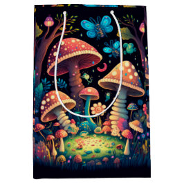 Liebliche niedliche Elfen spielen unter Pilzgesche Mittlere Geschenktüte