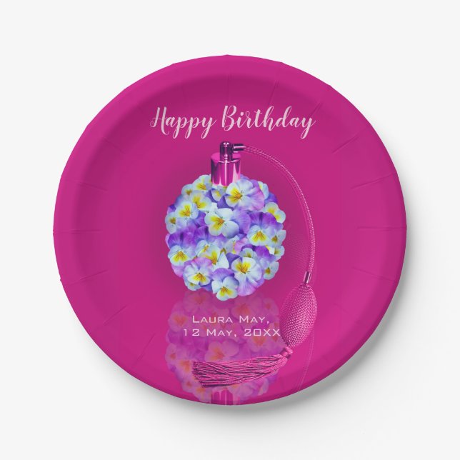 Liebliche Pansy Atomizer Geburtstagspartei Pappteller (Vorderseite)