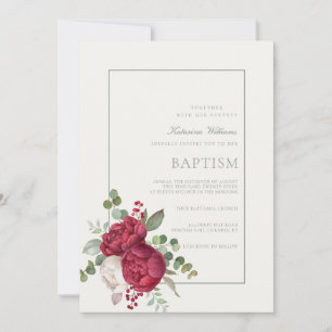 Liebliche Peonies sage Green Script Elfenbeintaufe Einladung