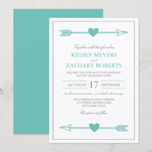 Liebliche Pfeile Einladung Hochzeit / Aquamarin un