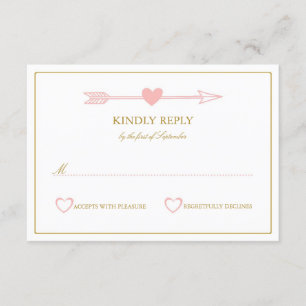 Liebliche Pfeile mit RSVP-Karte / Blush & Gold RSVP Karte