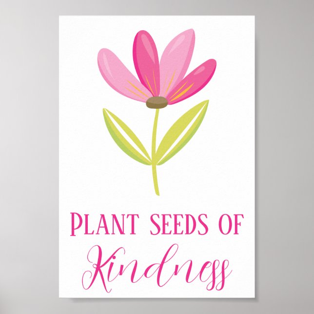 Liebliche Pflanze Seeds of Kindness Pink Floral Poster (Vorne)