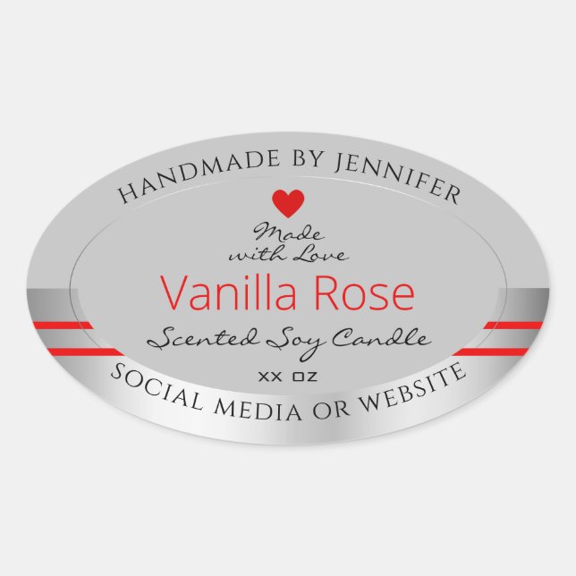 Liebliche Produktverpackungsmarken Leichtgrau-Silb Ovaler Aufkleber (Vorderseite)