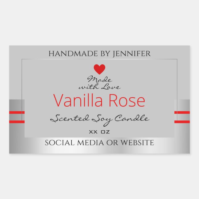 Liebliche Produktverpackungsmarken Leichtgrau-Silb Rechteckiger Aufkleber (Vorderseite)