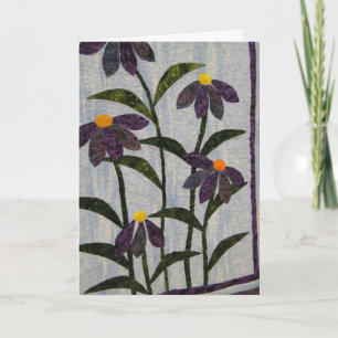 Liebliche Quilts & Alte Freunde, violette Blumen Karte