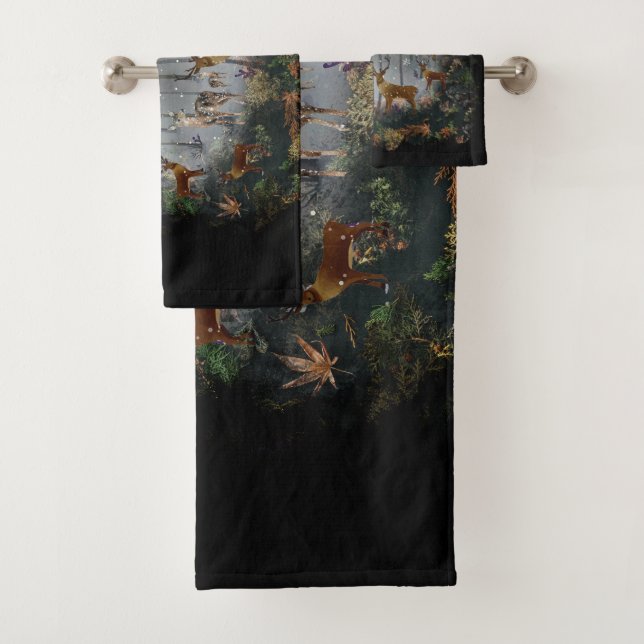 Liebliche Reindeer At Night Badhandtuch Set (Insitu)