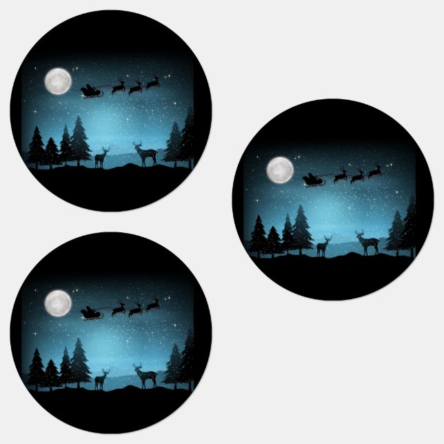 Liebliche Reindeer At Night Etiketten (Gruppe)