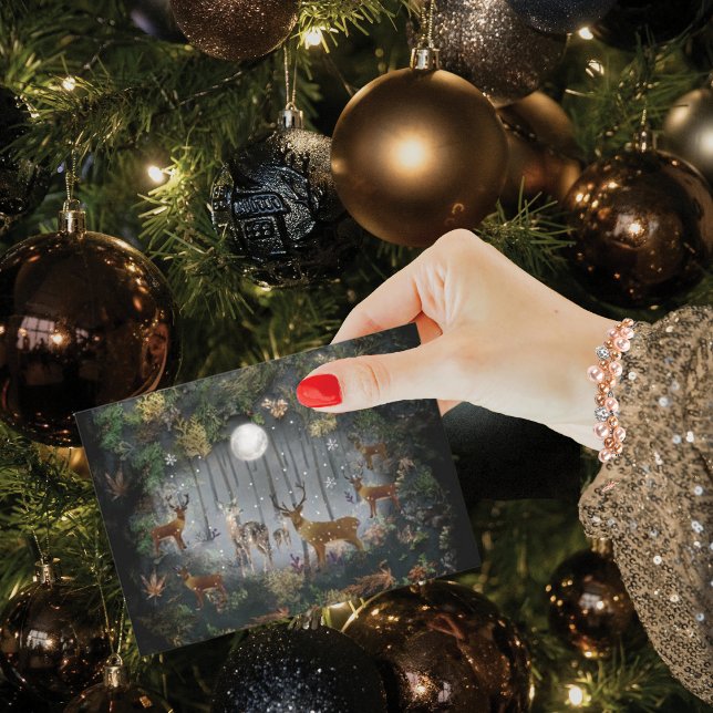 Liebliche Reindeer At Night Feiertagskarte (Von Creator hochgeladen)