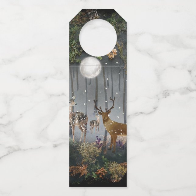Liebliche Reindeer At Night Flaschenanhänger (Rückseite)