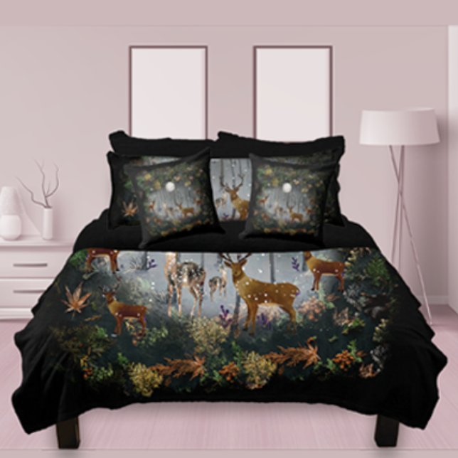 Liebliche Reindeer At Night Fleecedecke (Von Creator hochgeladen)