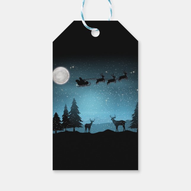 Liebliche Reindeer At Night Geschenkanhänger (Rückseite)