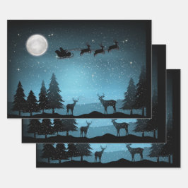 Liebliche Reindeer At Night Geschenkpapier Set