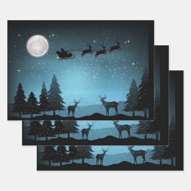 Liebliche Reindeer At Night Geschenkpapier Set (Set)