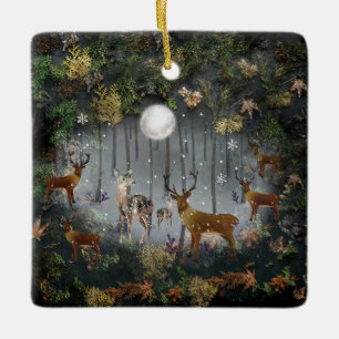 Liebliche Reindeer At Night Keramikornament