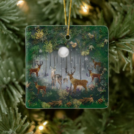 Liebliche Reindeer At Night Keramikornament