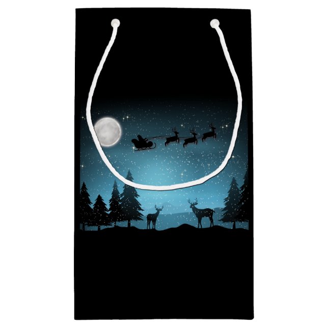 Liebliche Reindeer At Night Kleine Geschenktüte (Rückseite)