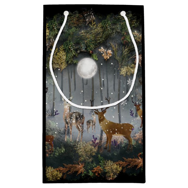 Liebliche Reindeer At Night Kleine Geschenktüte (Rückseite)