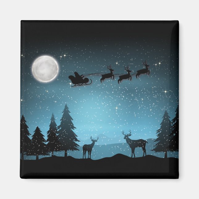 Liebliche Reindeer At Night Magnet (Vorne)