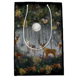 Liebliche Reindeer At Night Mittlere Geschenktüte