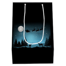 Liebliche Reindeer At Night Mittlere Geschenktüte