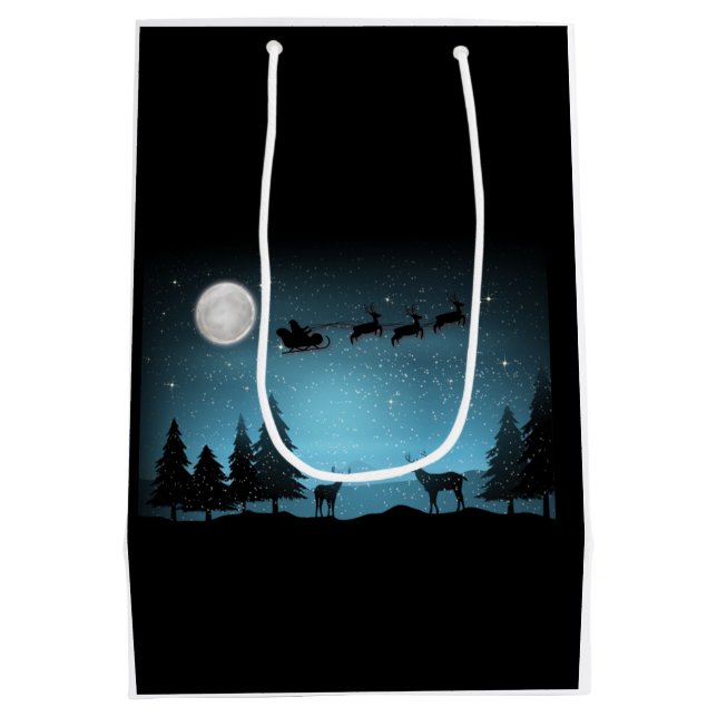 Liebliche Reindeer At Night Mittlere Geschenktüte (Rückseite)