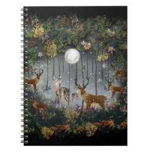Liebliche Reindeer At Night Notizblock