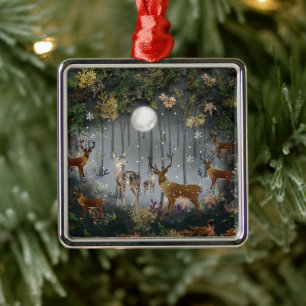 Liebliche Reindeer At Night Ornament Aus Metall