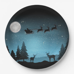 Liebliche Reindeer At Night Pappteller