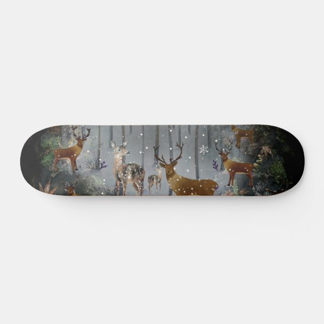 Liebliche Reindeer At Night Skateboard (Horizontal)